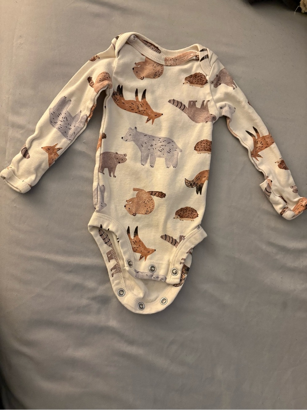 Carter's Cream Woodland Animals Long-Sleeve Baby Bodysuit